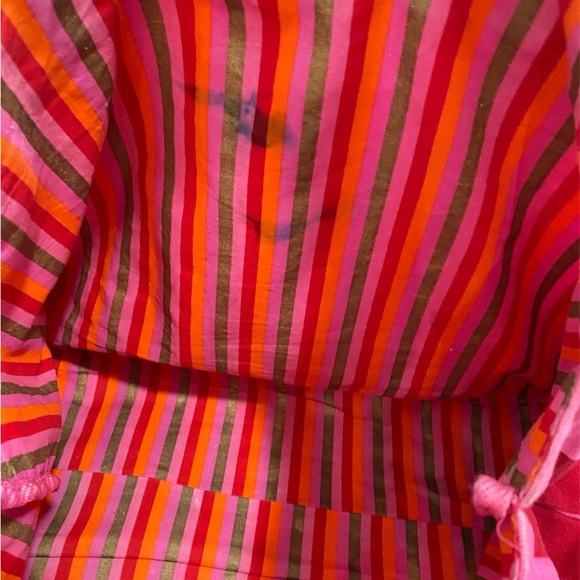 Victoria's Secret Pink Red Striped Canvas Tote Bag Metallic Beach Travel Summer - Picture 10 of 16